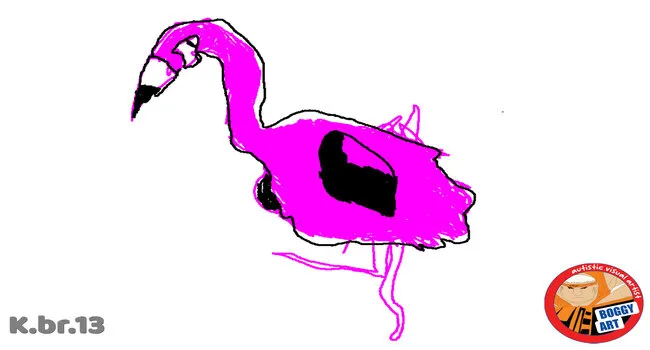 Artwork titled Flamingo by Bogdan Jovanovic - a bird illustration